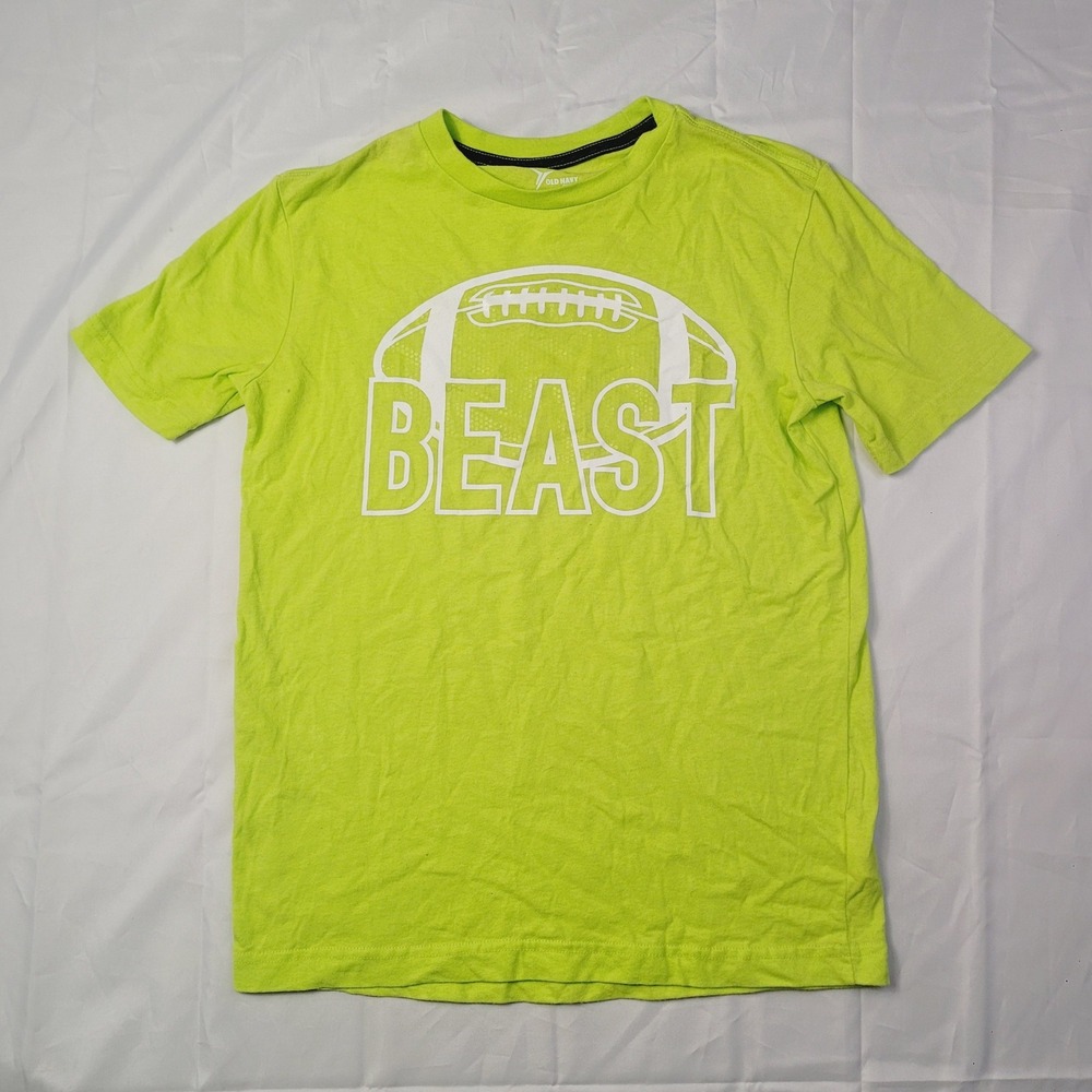 Old Navy Kids Active Go-Dry T-Shirt XL 14-16 Lime Green Beast Football Graphic
